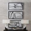 Black and white marble lamp with brass base and rectangular linen shade