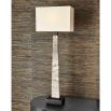 Lamp with grey and beige marble base and rectangular hardback shade