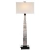 A stylish side lamp by Uttermost with a gorgeous grey marble finish and dark bronze finish