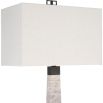 Lamp with grey and beige marble base and rectangular hardback shade