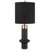 Cast black stone lamp with brass pillbox cap and cylindrical finial