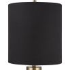 Cast black stone lamp with brass pillbox cap and cylindrical finial