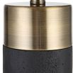 Cast black stone lamp with brass pillbox cap and cylindrical finial