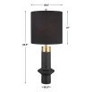 Cast black stone lamp with brass pillbox cap and cylindrical finial