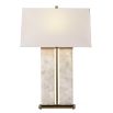 Quartz crystal stone rectangular lamp with brass base