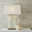 Quartz crystal stone rectangular lamp with brass base