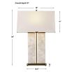 Quartz crystal stone rectangular lamp with brass base