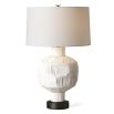 White textured lamp with bronze finished base