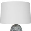 Black and white carved textured lamp with hardback drum shade