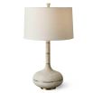 White terrazzo lamp made from ground marble with antique brass bands