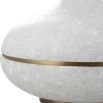 White terrazzo lamp made from ground marble with antique brass bands