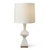 1950s inspired white marble lamp with brass detail on base