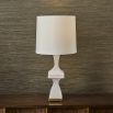 1950s inspired white marble lamp with brass detail on base