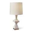 1950s inspired white marble lamp with brass detail on base