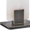 Alabaster and bronzed metal lamp with white rectangular hardback shade