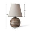 Solid grey travertine lamp with linen shade