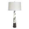 Black and white marble effect table lamp with svelte silhouette