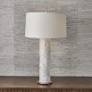 Stylish white lamp with abstract carved marble