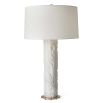 Stylish white lamp with abstract carved marble