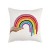 A beautiful hand beaded cushion by Jonathan Adler with a rainbow design and linen cover  