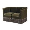 Left module of elegant retro style green velvet seat with tassel trim