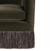 Left module of elegant retro style green velvet seat with tassel trim