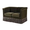 Elegant right module seat with green velvet upholstery and tassel detail