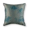 Jacquard weave leaf designed teal linen cushion