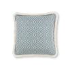 A jacquard woven outdoor cushion with a geometric pattern and cute fringe.