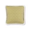 An outdoor jacquard woven cushion with a decorative fringe and diamond pattern.