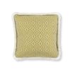 An outdoor jacquard woven cushion with a decorative fringe and diamond pattern.
