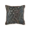 An opulent cushion by Romo crafted from cotton satin featuring exotic palms with an array of flora and fauna