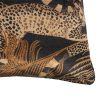 Black velvet cushion with brown leopard print
