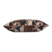 Black velvet cushion with light brown leaves and leopards 