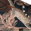 Black velvet cushion with light brown leaves and leopards 