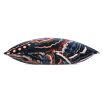 Black cushion with blue and orange swirl pattern