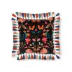 funky multicoloured floral cushion with tassels