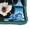 Black velvet cushion with chinoiserie inspired design and leopard design reverse 