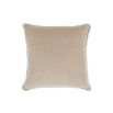 Natural cushion with green geometric pattern and cream reverse