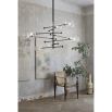 Black gunmetal finish retro/industrial chandelier with 8 arm fixture and 8 clear glass globes