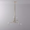 Natural brushed brass industrial style 3 arm chandelier with clear glass globe bulbs