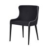 black dining chair with white contrast piping 