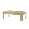 Rectangular coffee table with squared corners and natural wood finish