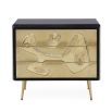 A brutalist inspired black and hand-hammered brass chest of drawers
