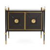 A luxurious Parisian style contemporary cabinet with bras accents and acrylic finials 