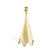 A luxurious, solid polished brass table lamp with a rippled base and a white shade