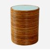 Jonathan Adler honey-toned rattan side table with glossy blue surface