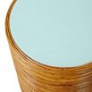 Jonathan Adler honey-toned rattan side table with glossy blue surface