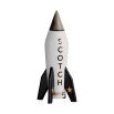 Black and white rocket-shaped scotch decanter with gold detail