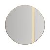 Large round bronze mirror with gold stainless steel frame and added detail
